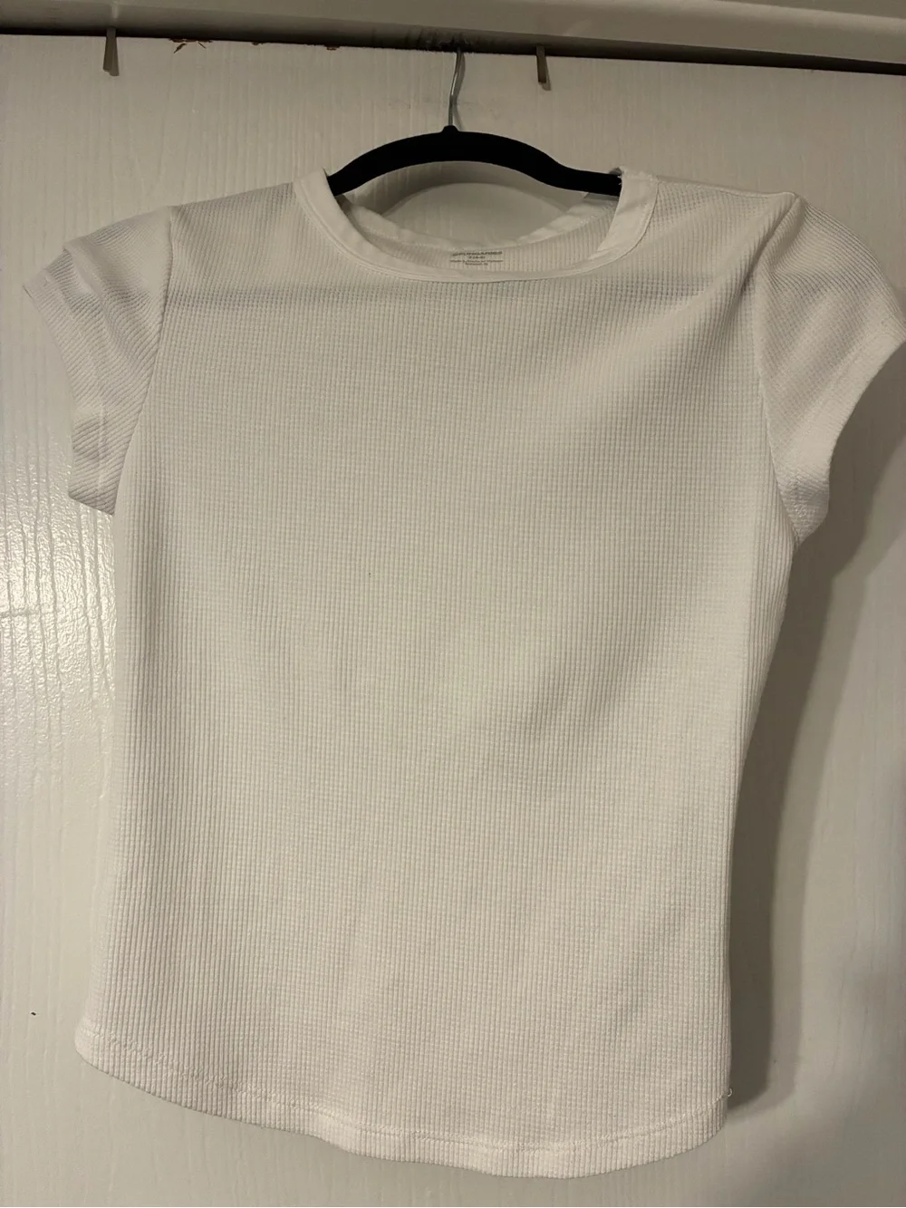 Girls' White Ribbed Short Sleeve Top size S 4/6